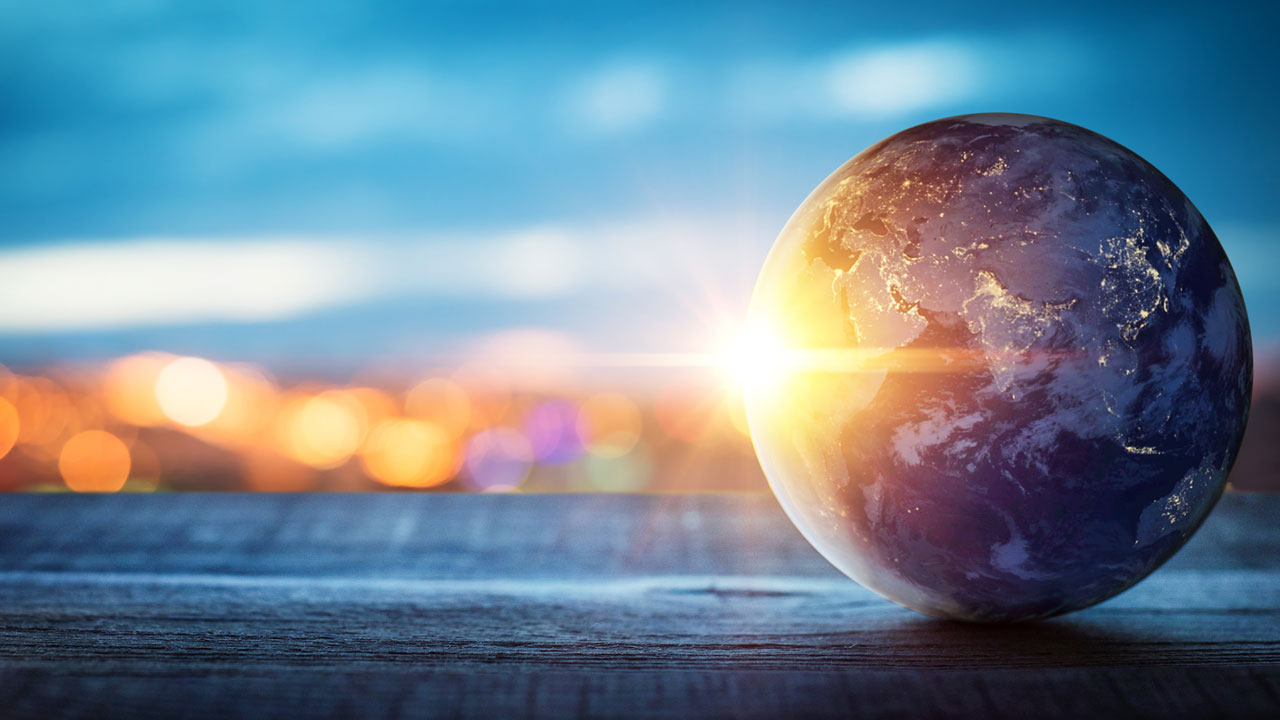 Thematische wereldbol voor digitaal nieuws