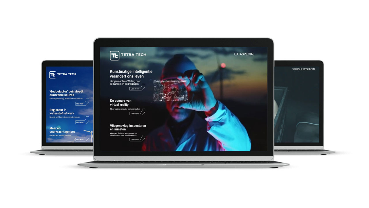 De digitale klantenmagazines Respons op drie laptopschermen