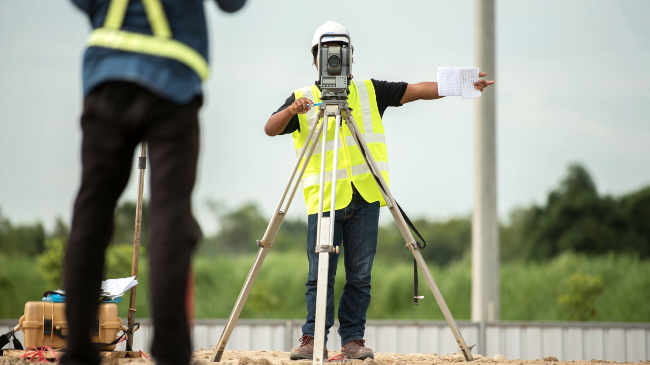 Landmeet apparatuur in een constructie